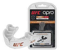 Капа для бокса защитная боксерская защита для единоборств OPRO Junior Bronze UFC Hologram White DM-11