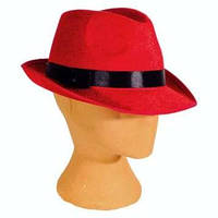 ФЕДОРА. Красная карнавальная шляпа с чёрной лентой