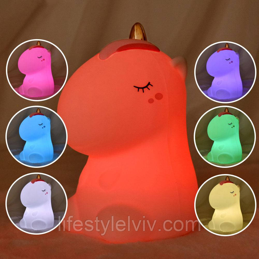 Дитячий бездротовий нічник USB Єдиноріг, 7 кольорів, Dream Light EL-543-6, RGB / Світильник на акумуляторі