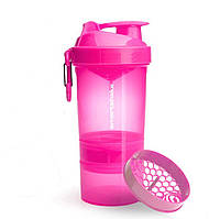 Бутылка шейкер спортивная универсальная для спортзала SmartShake Original2GO 600ml Neon Pink (Original) KU-22