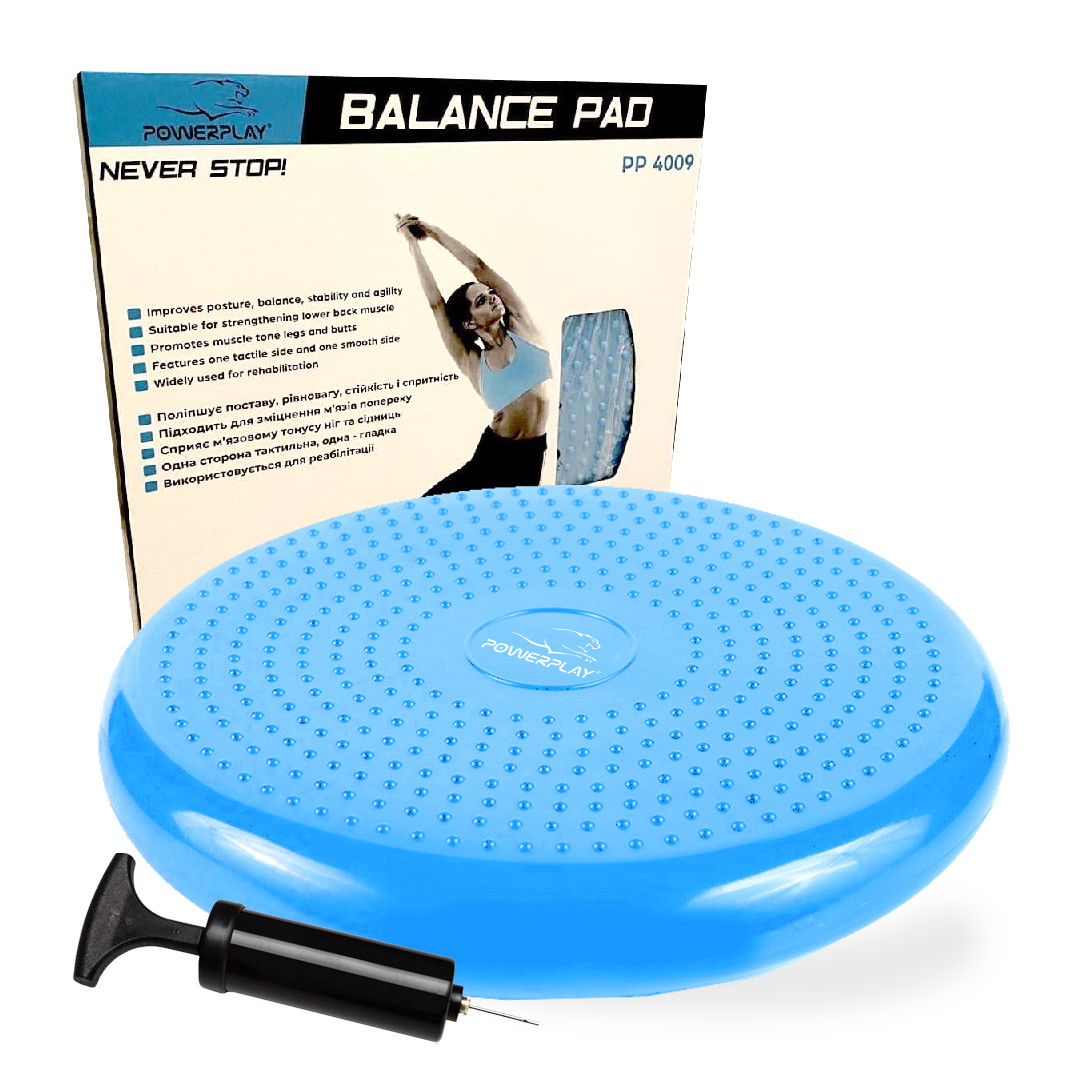 Диск балансувальний спортивний балансувальна подушка для фітнесу PowerPlay 4009 Pad (Ø33) Синя VE-33