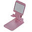 Підставка для телефону з дзеркалом, Рожева / Складаний настільний тримач для смартфона та планшета, фото 5