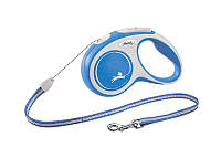 Flexi (Флекси) New Comfort S - Поводок-рулетка для собак мелких пород, трос (5 м, до 12 кг) синий