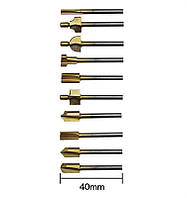 Набор  бор фрез с титановым покрытием 10 шт по дереву для гравера, бормашины (DREMEL).