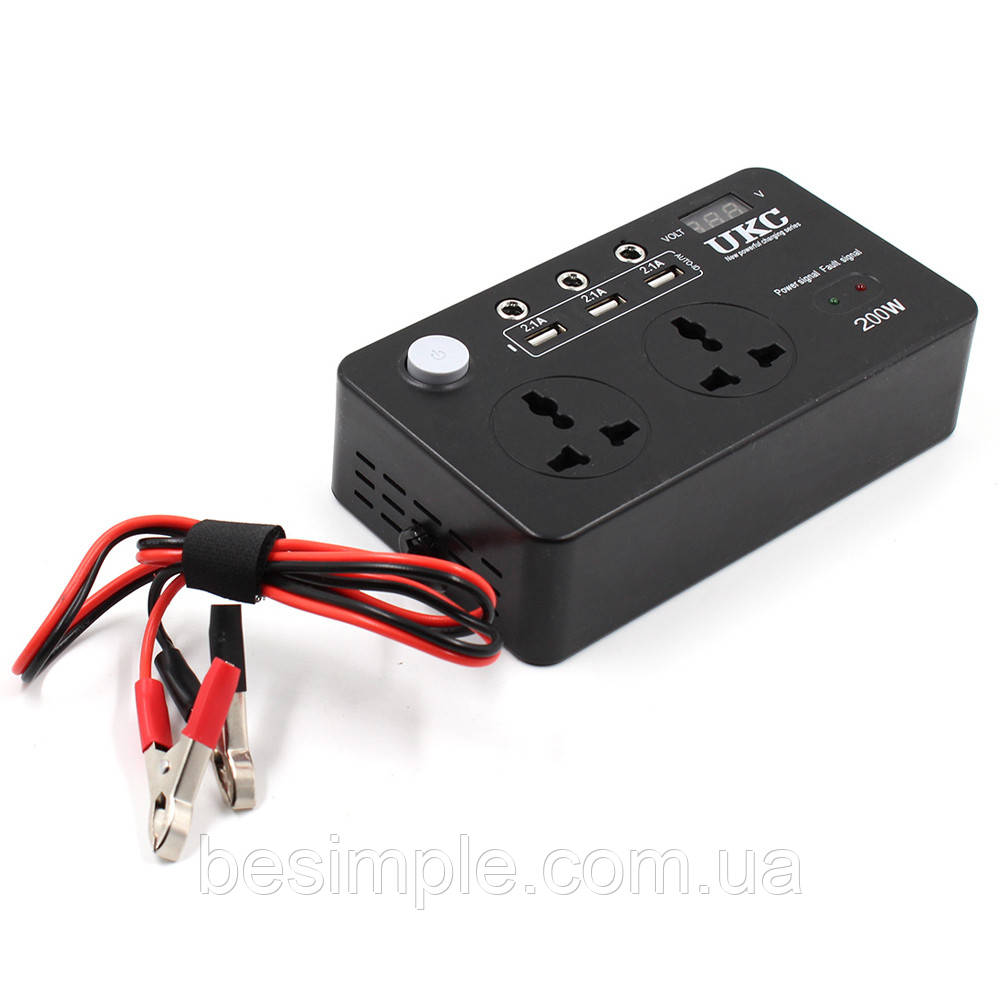 Перетворювач 200W AC/DC 12V LCD / USB / Інвертор напруги / Автомобільні інвертори