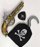 Набор пирата 3 предмета: крюк, наглазник, мушкет со звуком
