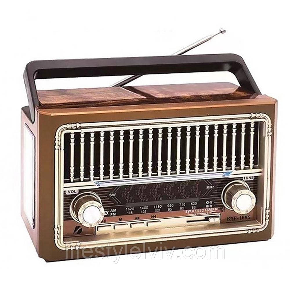 Портативний радіоприймач акумуляторний з ліхтариком, USB, Bluetooth, FM/SW/AM, Everton RT-324 / Радіо