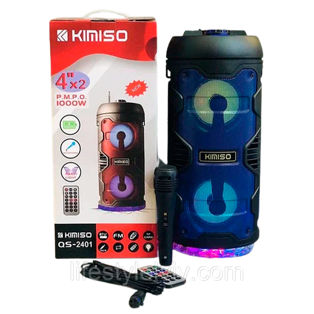 Потужна Bluetooth колонка з підсвічуванням і мікрофоном KIMISO QS-2401