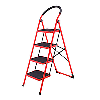 Стремянка на 4 ступени, до 150 кг, 150х45х2,5 см / Металлическая раскладная лестница с резиновым ковриком