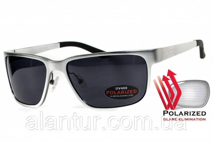Окуляри поляризаційні BluWater Alumination-2 Silver Polarized (gray) чорні в сріблястій оправі