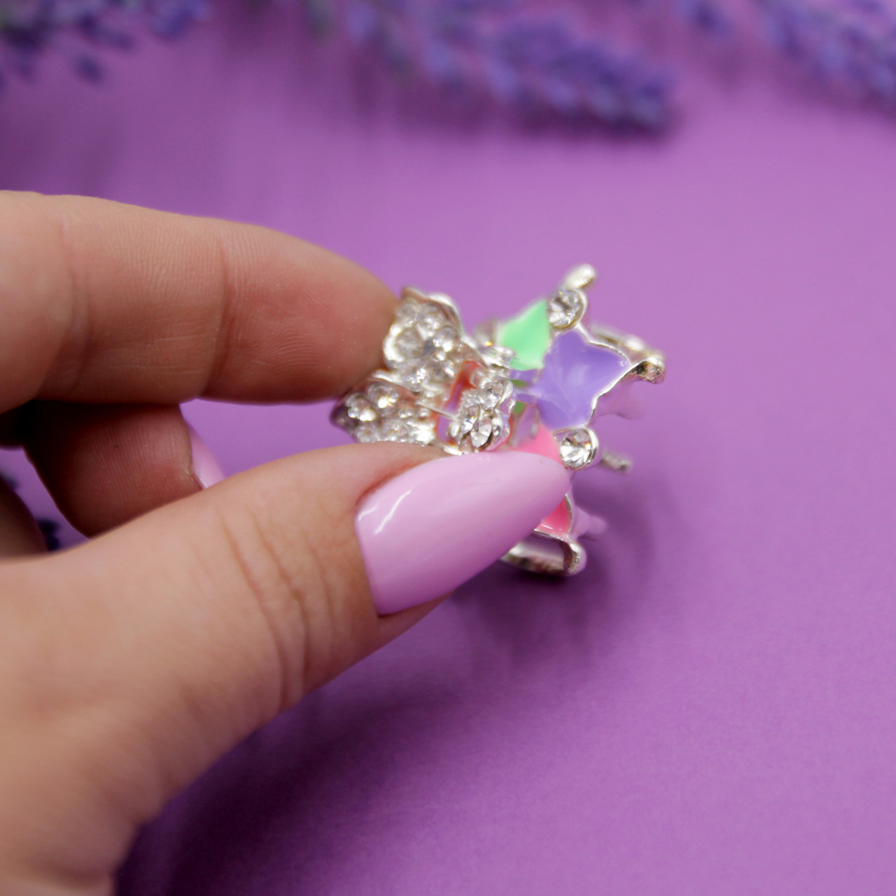 Краб Цветные лепестки маленький 3 см, Железный крабик для волос (ID ...