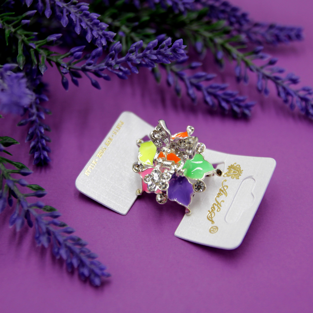 Краб Цветные лепестки маленький 3 см, Железный крабик для волос (ID ...