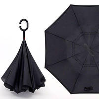 Зонт обратного сложения 110см, Черный / Мужской зонт-трость полуавтомат