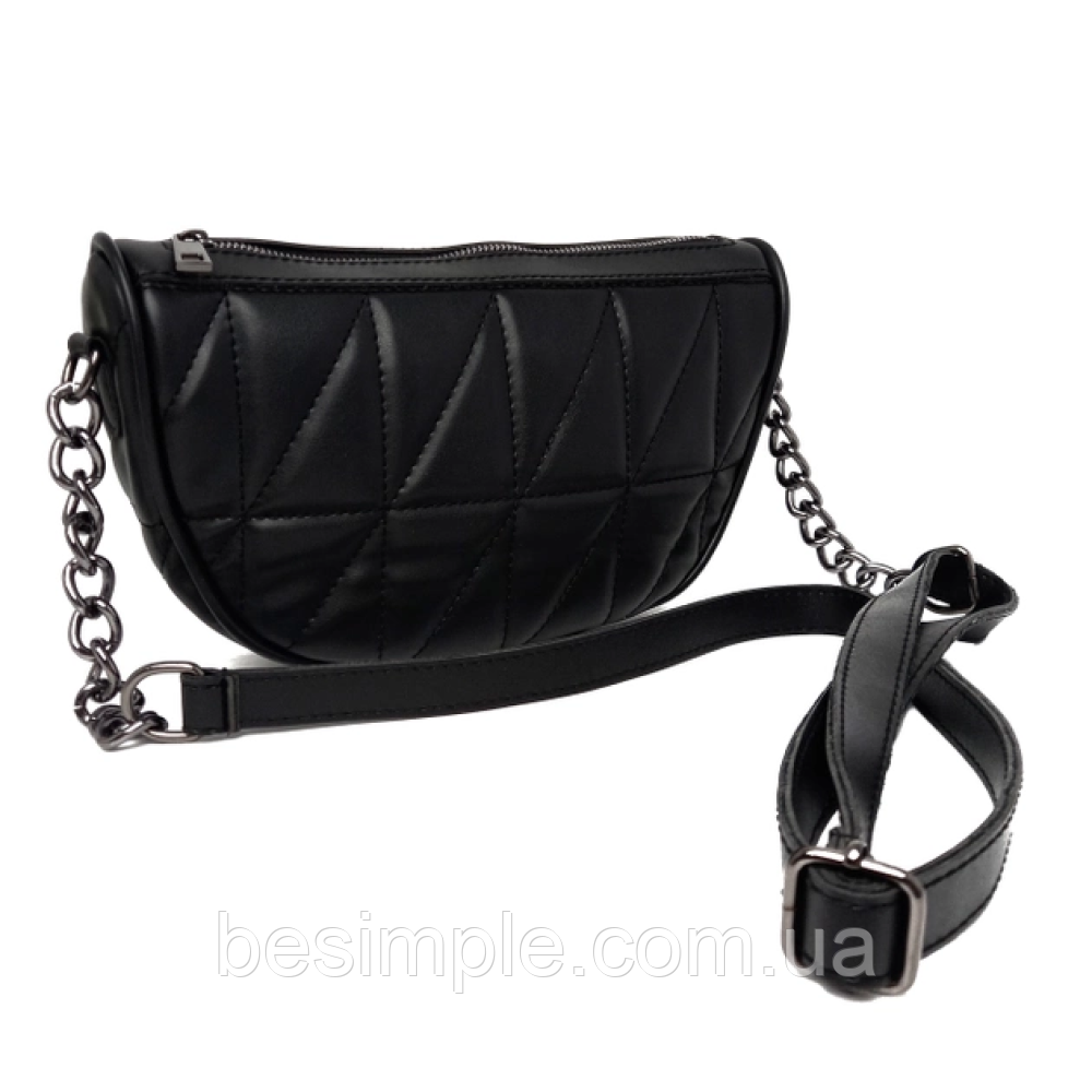 Жіноча сумка «Лайзі» 26х6х17см, Чорна / Сумка на плече з екошкіри, фото 1
