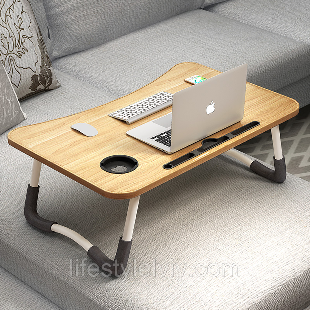 Складаний столик підставка для ноутбука і планшета 60 см / Портативний столик у ліжко для планшета
