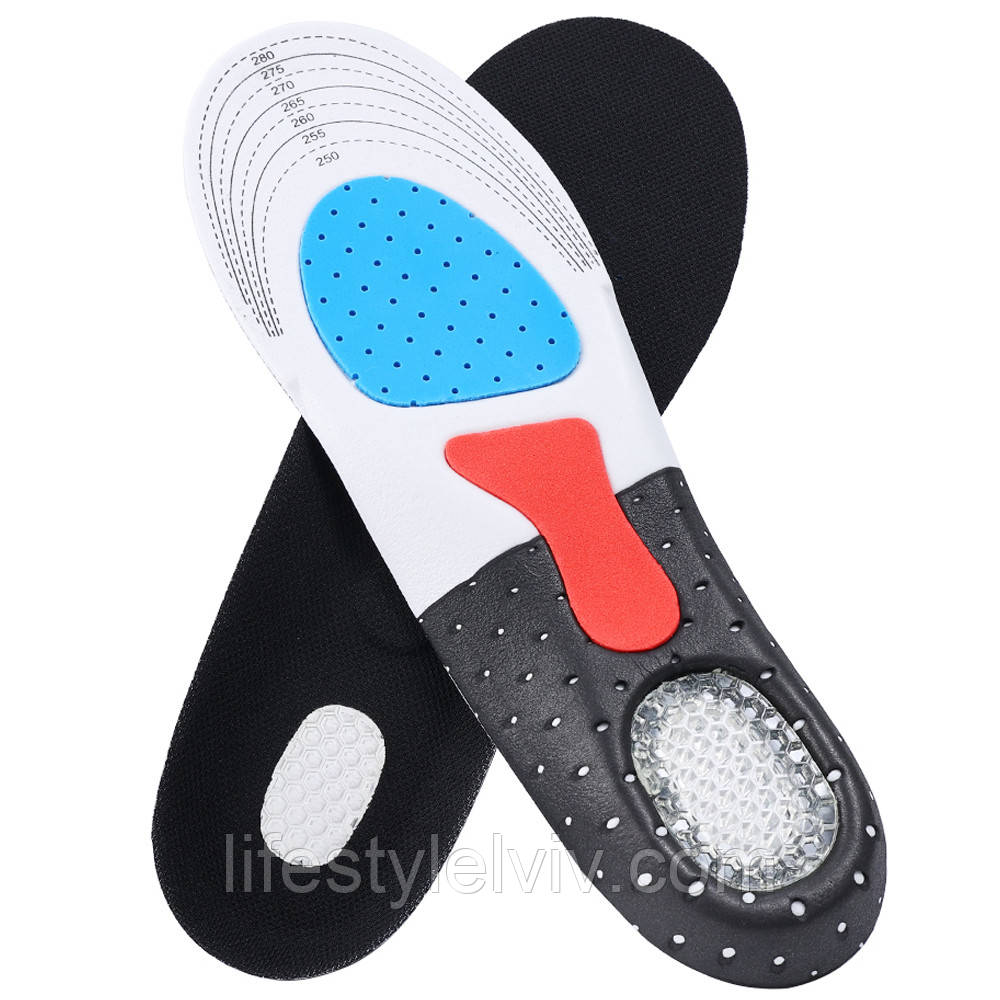 Ортопедичні устілки 250-280 мм (39-44р) / Устілки з гелевими вставками / Устілки для кросівок, фото 1
