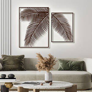 Панно 3D декоративне з об'ємом 15 мм для стін, Папороть 60 х 77 см коричневе