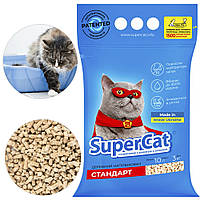 Древесный наполнитель (3 кг) для кошачьего туалета, SuperCat Стандарт / Натуральные гранулы в лоток для кота