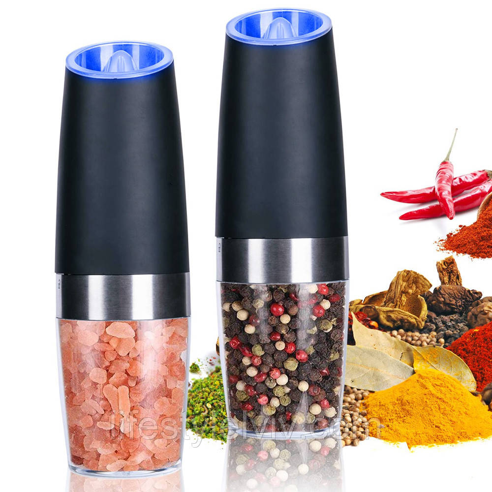 Комплект 2 шт Електричний млин для спецій Spice bottle electronic / Гравітаційний млин, фото 1