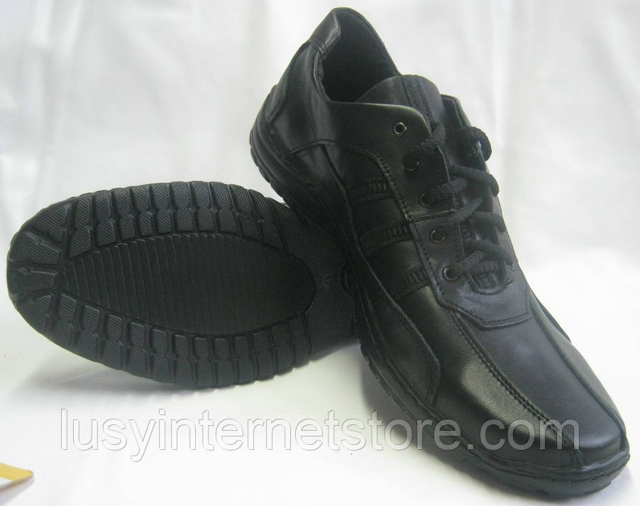 Туфлі чоловічі чорні на шнурках шкіряні від виробника модель СЛ23-2спорт, фото 1