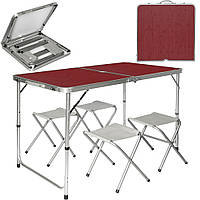 Стіл для пікніка розкладний Folding Table з стільцями Коричневий