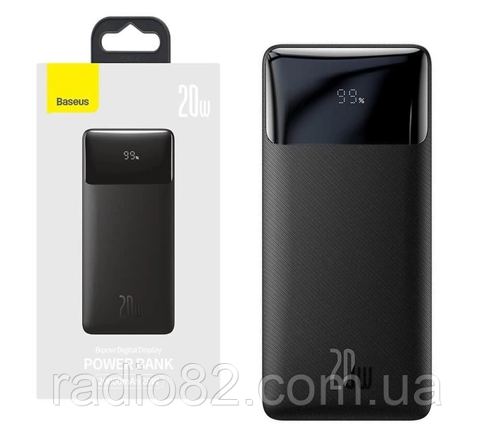 Зовнішній акумулятор, повербанк, powerbank Baseus Bipow, 20000 mAh, 20W, чорний (PPDML-M01)