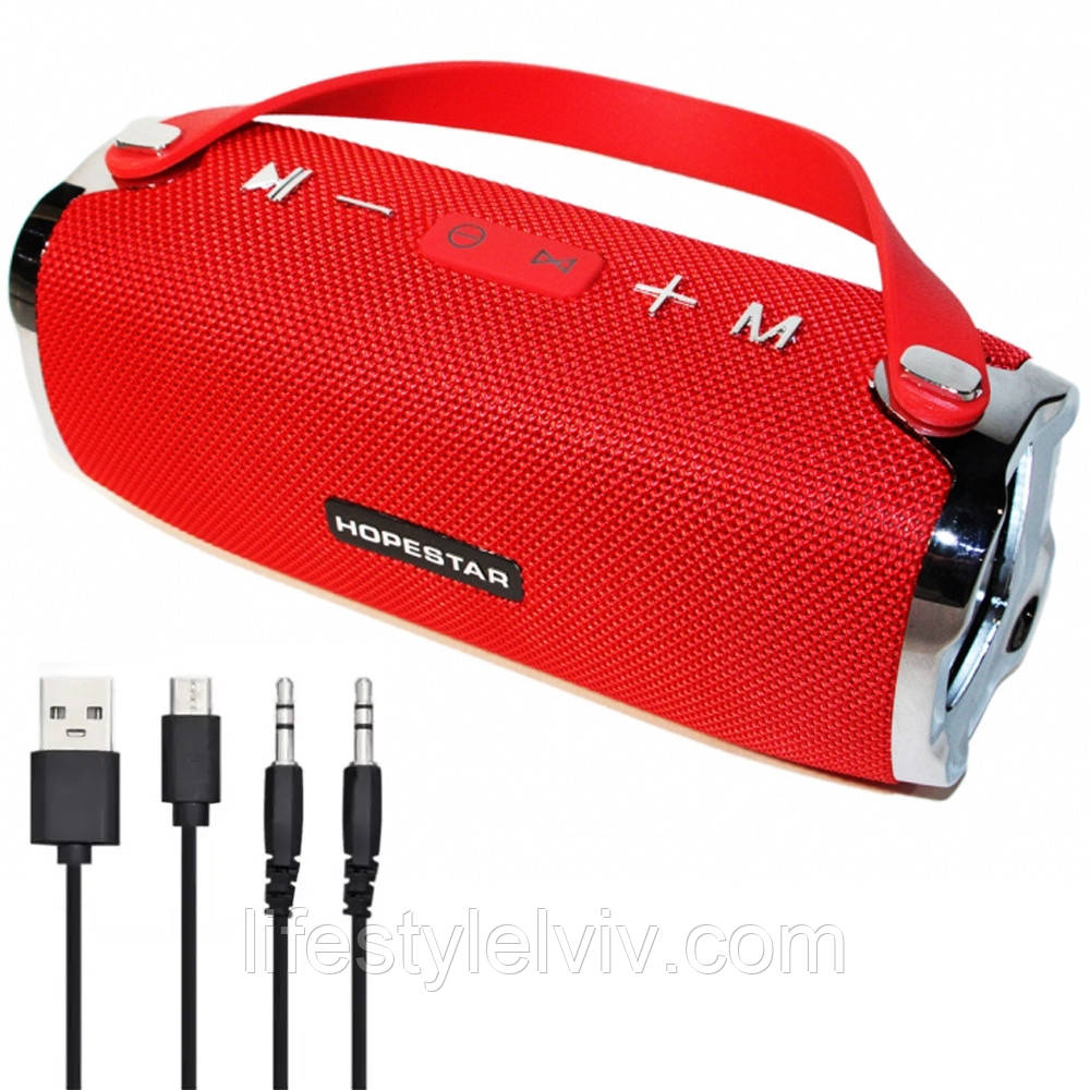 Беспроводная колонка с влагозащитой, USB, AUX, SD, PowerBank, H24, Красная / Портативная акустика с двумя - фото 1 - id-p1938607660