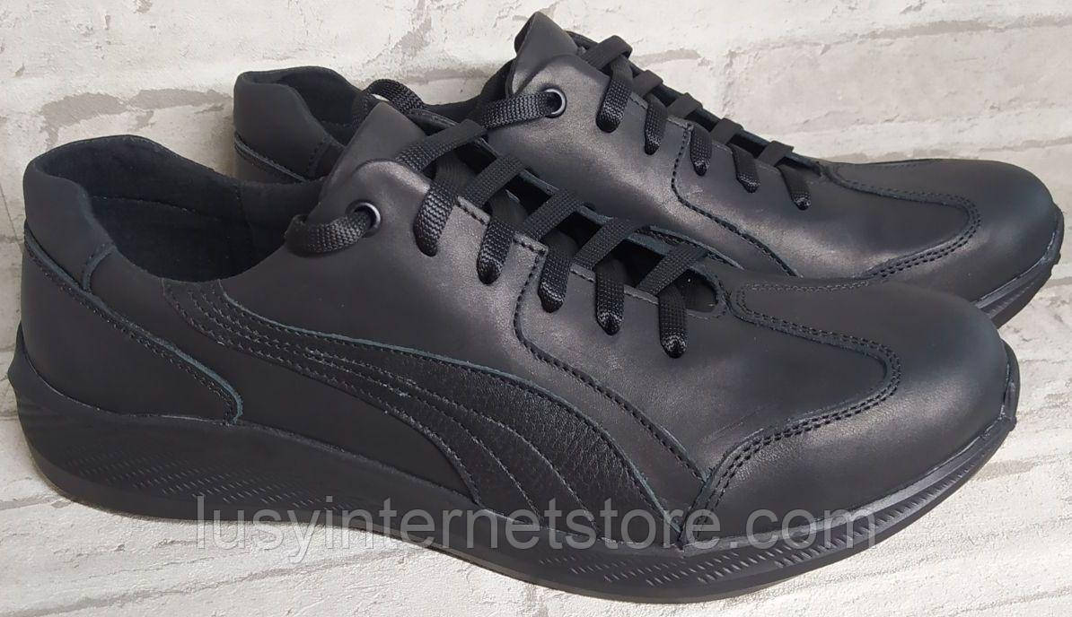 Туфлі чоловічі чорні на шнурках шкіряні від виробника модель СЛ23-7, фото 1