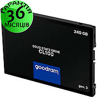 SSD диск 240 Гб Goodram CL100 Gen.3, 2.5" SATA III 3D NAND TLC, ссд накопитель для ноутбука и ПК (компьютера)