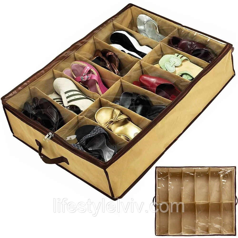 Органайзер для зберігання взуття Shoes Under на 12 пар / Шузандер / Осередки для взуття