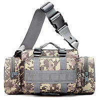Сумка тактическая наплечная на 5 л, 35х14х18 см, Пиксель, B04 / Поясная армейская сумка / Мужская сумка