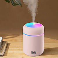 Увлажнитель воздуха-ночник 300 мл, с питанием от USB и LED подсветкой, H2O 2077, Розовый / Аромадиффузор