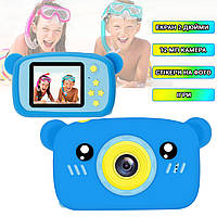 Дитячий цифровий фотоапарат Smart Kids KM-89 Цифрова камера Ведмедик Teddy з іграми, Full HD, 12 МП Блакитний