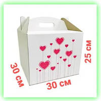 Коробки серце самозбірні з ручкою для тортів куліч пряникових будиночків 30*30*25 см Korob (5)