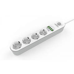 Подовжувач/мережевий фільтр з USB 2м 4 розетки + 4x USBKD4030