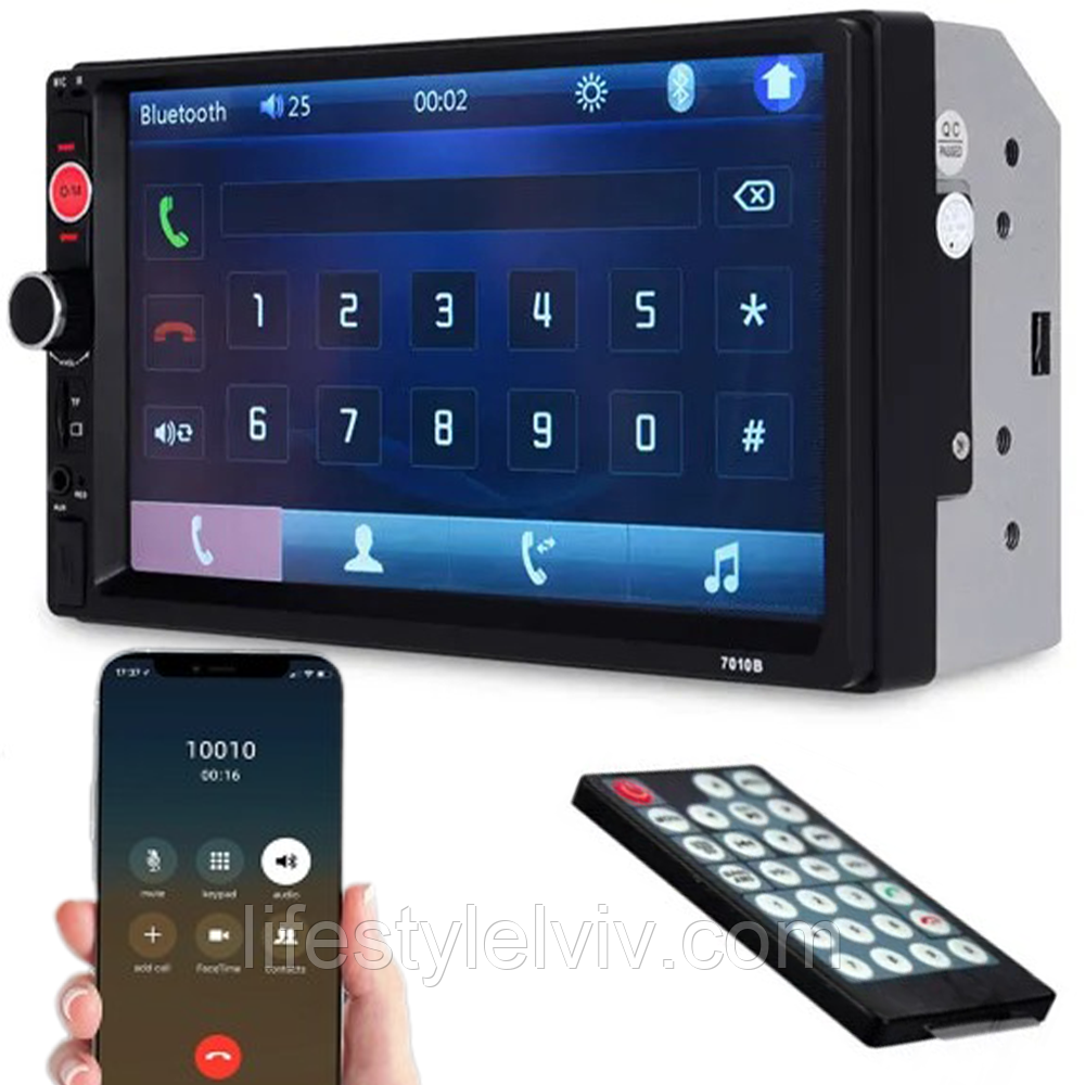 Автомагнітола з Bluetooth та сенсорною панеллю 7", 2DIN 7010 little / Універсальна магнітола в машину