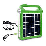 Портативний потужний ліхтар-Power Bank Solar 15 W із сонячною панеллю + світлодіодні лампочки 2 шт. Зелений, фото 6