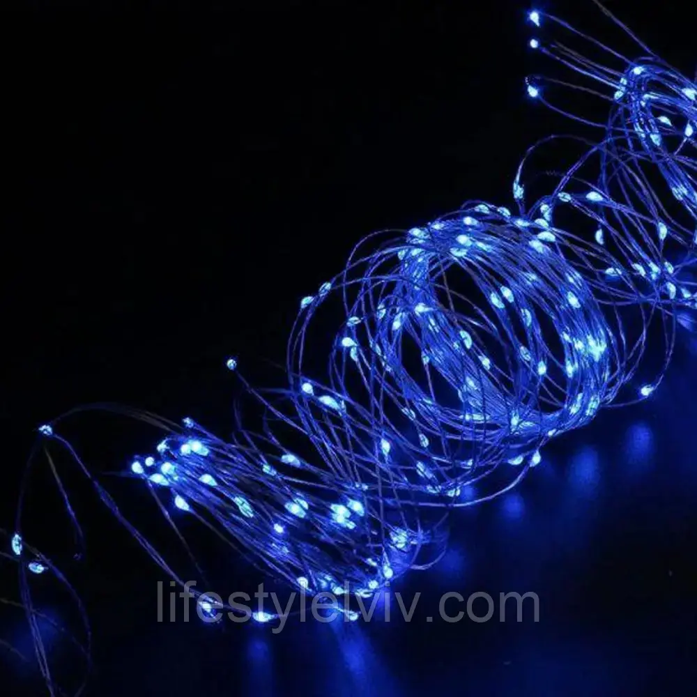 Світлодіодна гірлянда "Кінський хвіст" 3 м, 300 LED, 220V, Синя / Новорічна гірлянда Xmas Copper "Крапля роси"