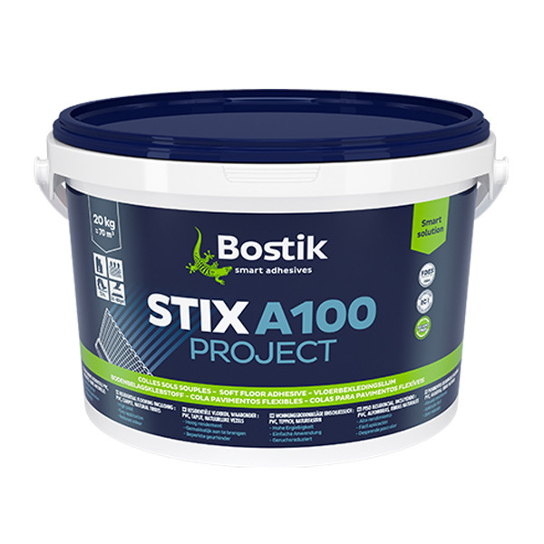 Клей BOSTIK STIX A100 PROJECT однокомпонентний акриловий для побутових і комерційних підлогових покриттів, 20 кг