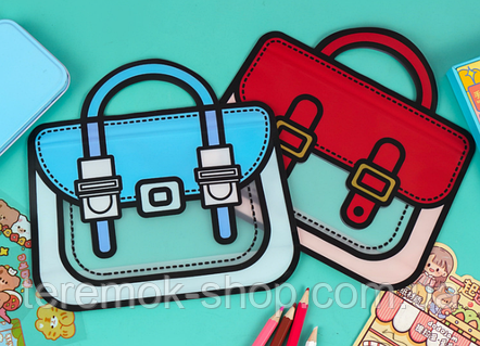 Пакет zip прозорий харчовий Портфель червоний з ручкою, дитячий