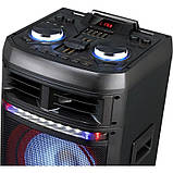 Потужна портативна акустична система +2 караоке мікрофона HS-TD1298-80W (12"х2) з RGB-підсвіткою, фото 2