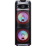 Потужна портативна акустична система +2 караоке мікрофона HS-TD1298-80W (12"х2) з RGB-підсвіткою, фото 6