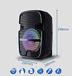 Портативна акустична система з караоке мікрофоном TWS-6008-8"x1 з RGB-підсвіткою 10W, стерео 360°, фото 4