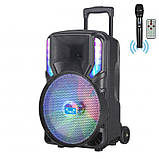 Портативна акустична система з караоке мікрофоном Winso GZ-612-12"x1 Bluetooth з RGB-підсвіткою, фото 8