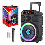 Портативна акустична стереосистема з караоке мікрофоном Winso GZ-W808-30W Bluetooth колонка, фото 3