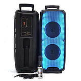 Портативна акустична система з мікрофоном RX-6258-6,5"x2 Bluetooth колонка з RGB 20W + Пульт, фото 3