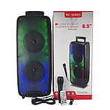 Портативна акустична система з мікрофоном RX-6258-6,5"x2 Bluetooth колонка з RGB 20W + Пульт, фото 5