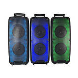 Портативна акустична система з мікрофоном RX-6258-6,5"x2 Bluetooth колонка з RGB 20W + Пульт, фото 6
