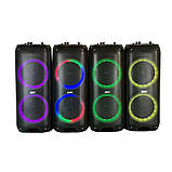 Портативна акустична система з караоке мікрофоном Winso RX-8250В-8"x2 з RGB-підсвіткою 20 W + Пульт, фото 3