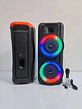 Портативна акустична система з караоке мікрофоном Winso RX-8251-8"x2 з RGB-підсвіткою 20W + Пульт, фото 3